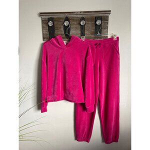 GAP Kids Fuchsia Velvet Ribbed Hoodie & Jogger Set XXL